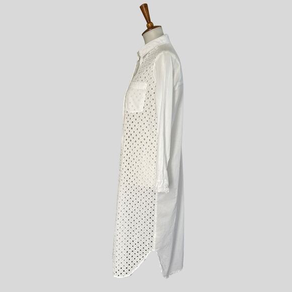 Blue Island White Eyelet Button Shirt Dress – Size S - Picture 3 of 6